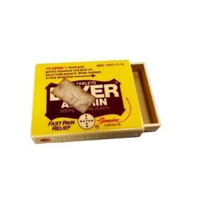 Vintage 1985 Bayer Aspirin Pocket Travel Dispenser Empty Sliding Plastic Case
